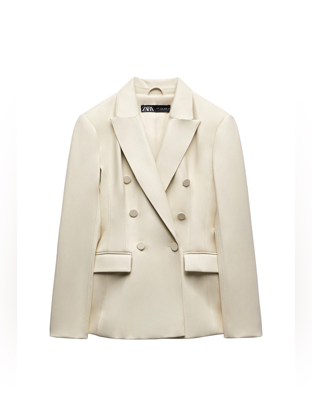 NWT Zara Fall faux leather double-breasted blazer featuring a sharp lapel large